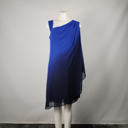 R&M Richards Blue Asymmetrical Blue Event Dress Size 14
