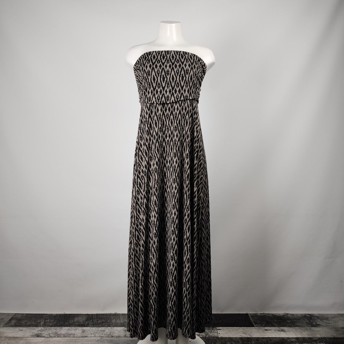 Banana Republic Brown & Black Strapless Maxi Dress Size L