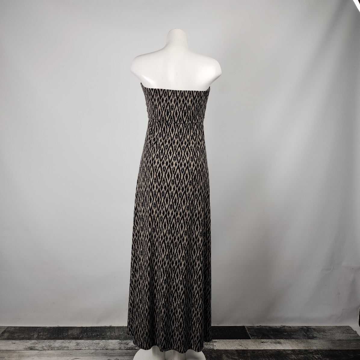 Banana Republic Brown & Black Strapless Maxi Dress Size L