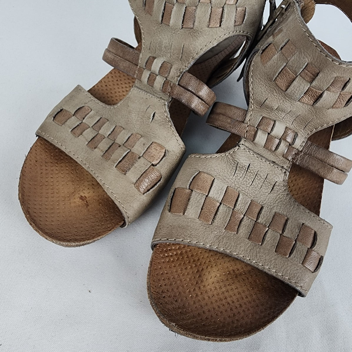 Miz Mooz Calico Grey Brown Sandals Size 8