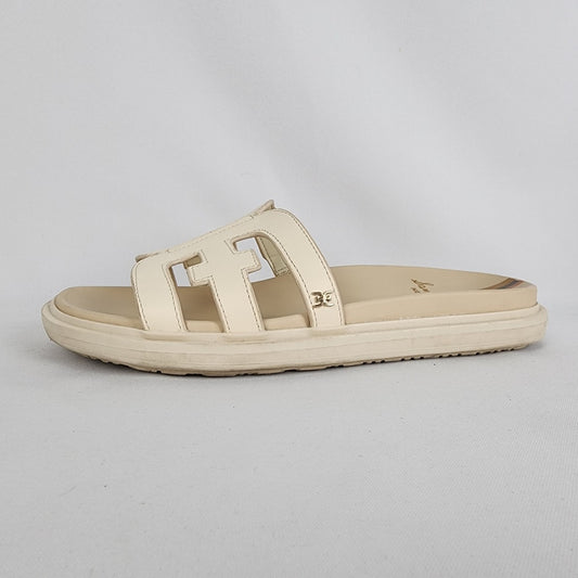 Sam Edelman Cream Leather Slip On Sandals Size 8.5