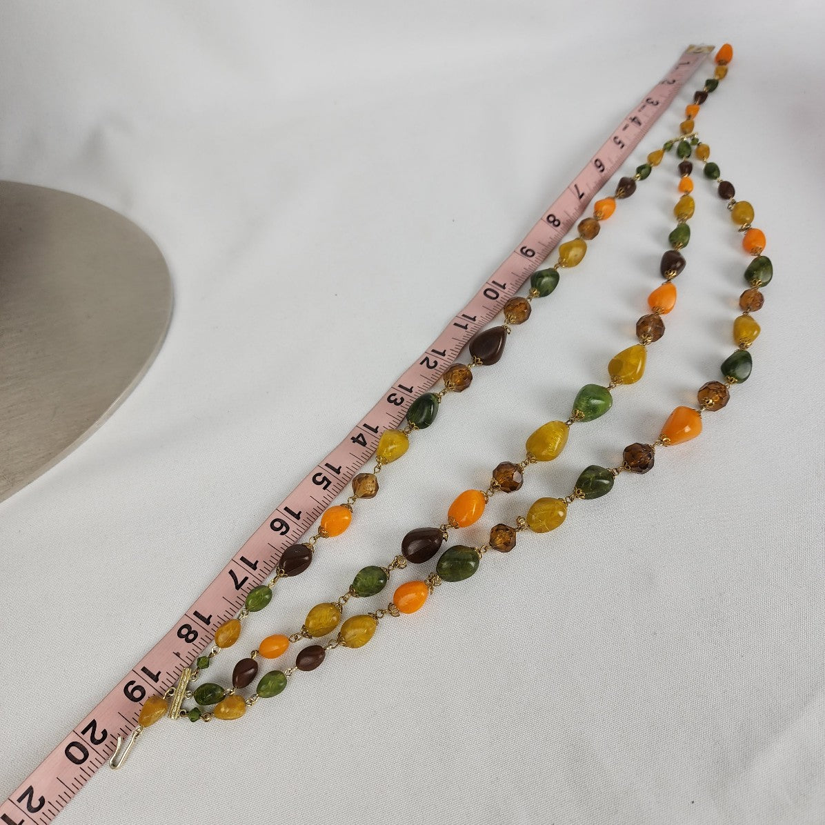 Vintage Japan Orange Green Layered Beaded Necklace