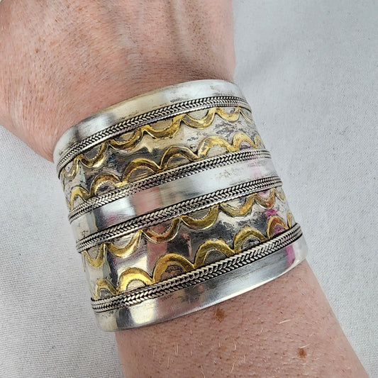 Antique Turkmen Serling Silver Cuff Bracelet