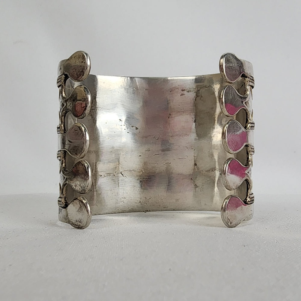 Antique Turkmen 925 Serling Silver Gold Plated Cuff Bracelet