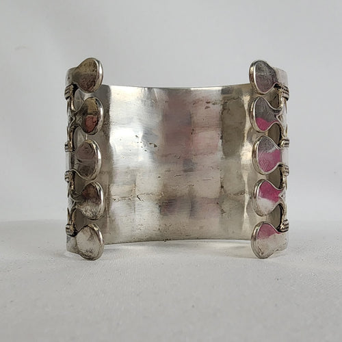 Antique Turkmen 925 Serling Silver Gold Plated Cuff Bracelet