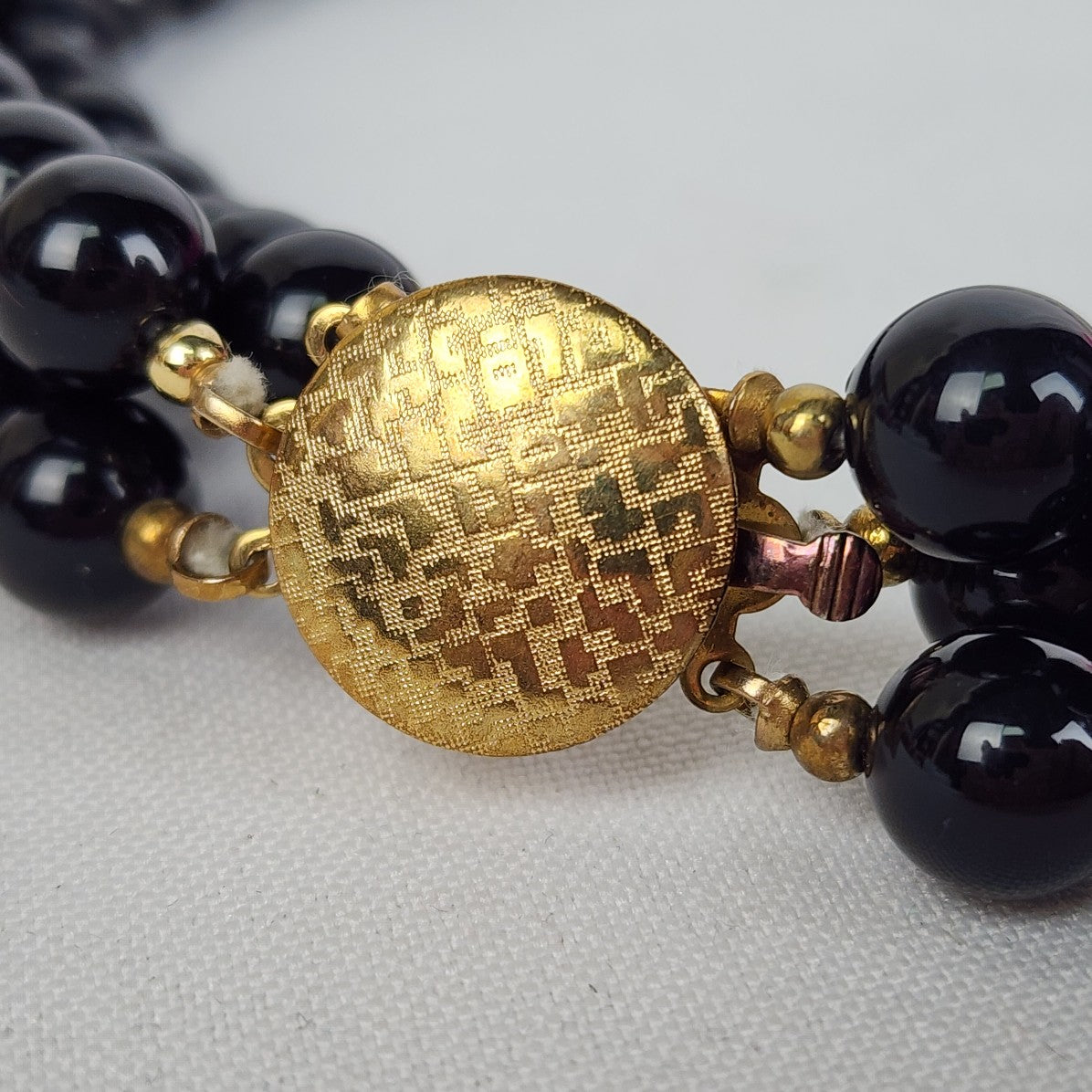 Vintage Black & Gold Beaded Statement Necklace