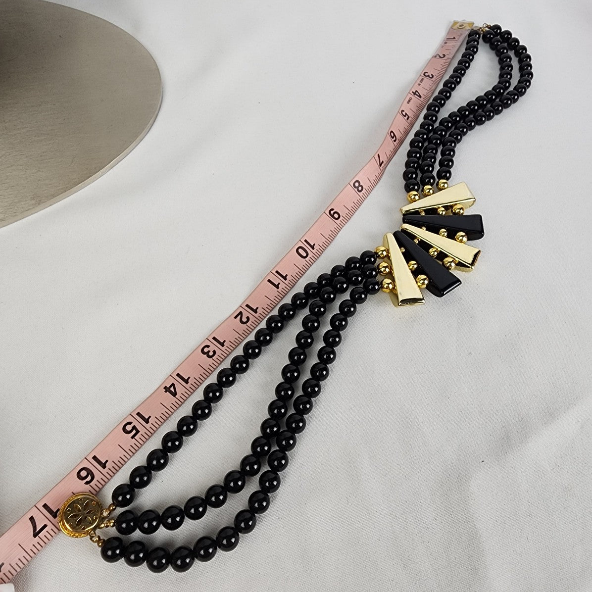 Vintage Black & Gold Beaded Statement Necklace