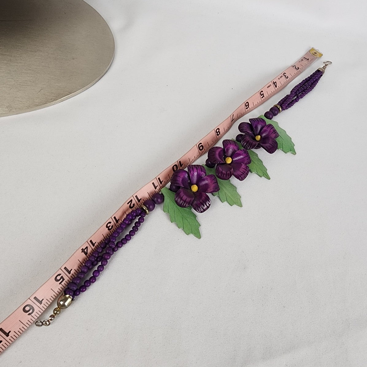 Vintage Purple & Green Wood Necklace