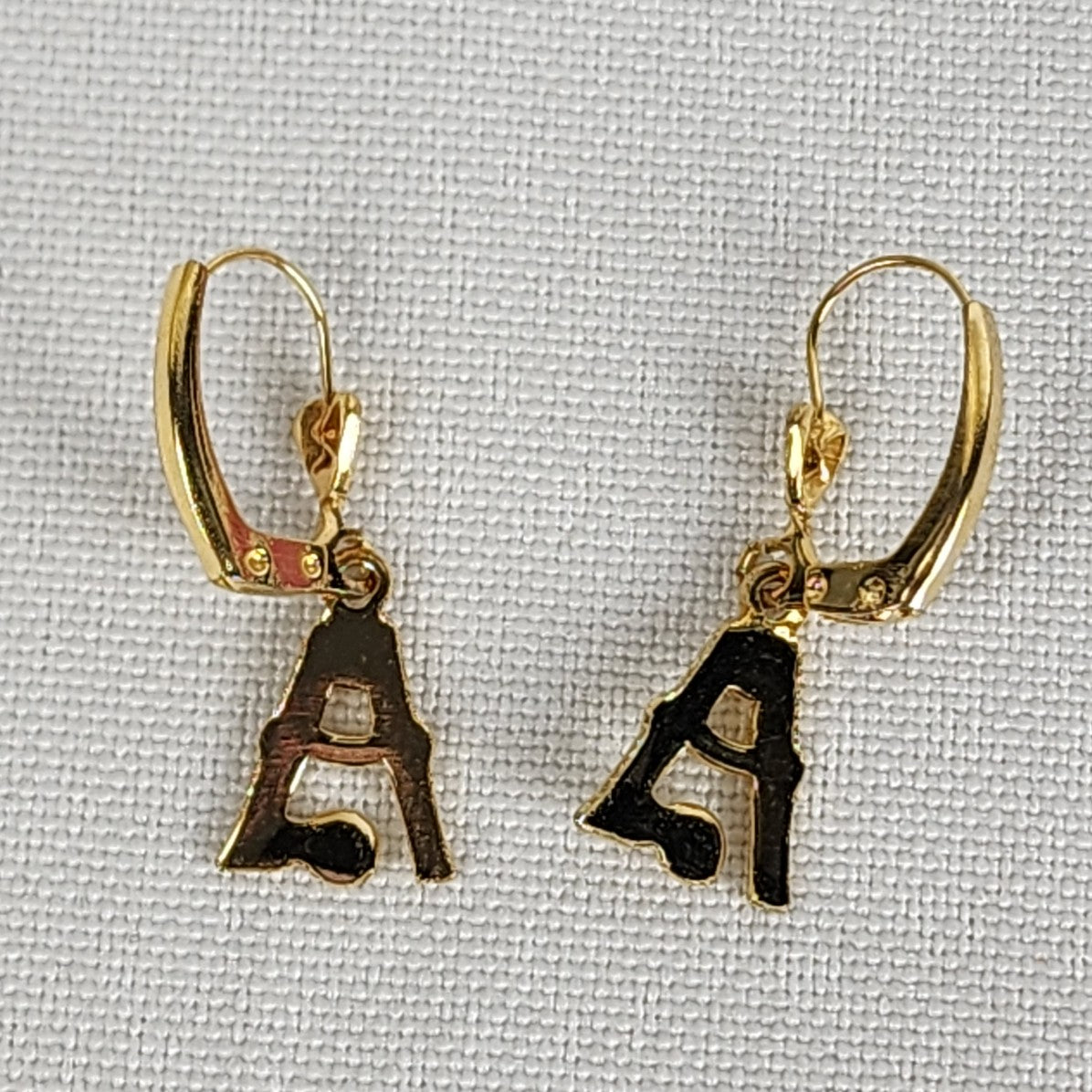 Vintage Initial A Gold Tone Earrings