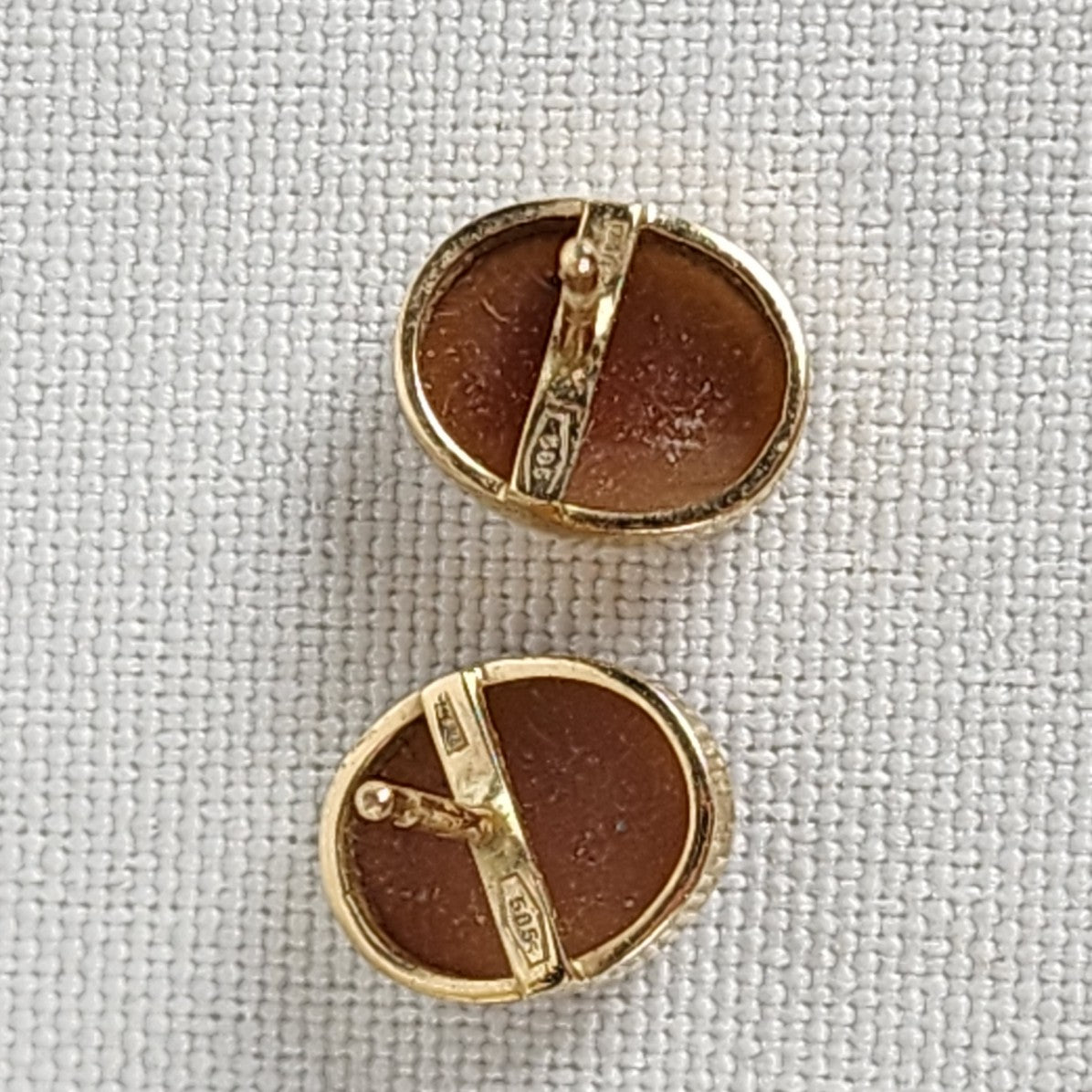 14K Gold Cameo Stud Earrings