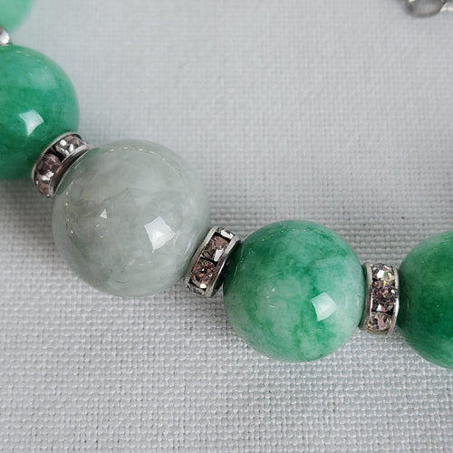 Faux Pearl Green Natural Stone Beaded Necklace Bracelet Set