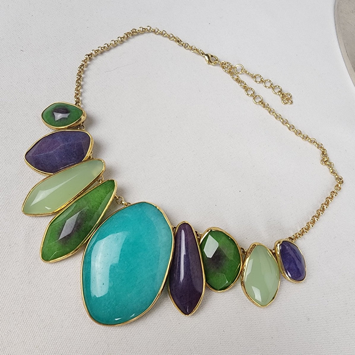 Stella & Dot Green Blue Serenity Statement Stone Necklace