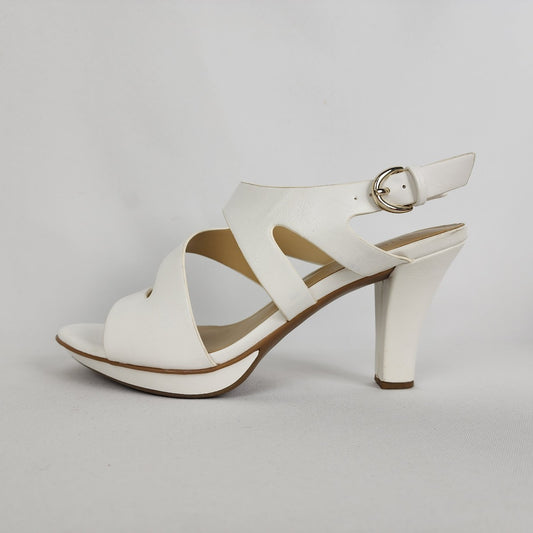 Naturalizer White Strappy Heeled Sandals Size 7.5