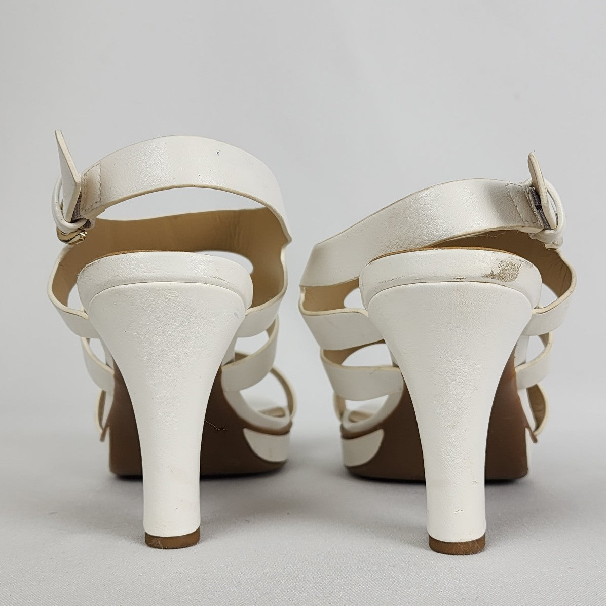 Naturalizer White Strappy Heeled Sandals Size 7.5