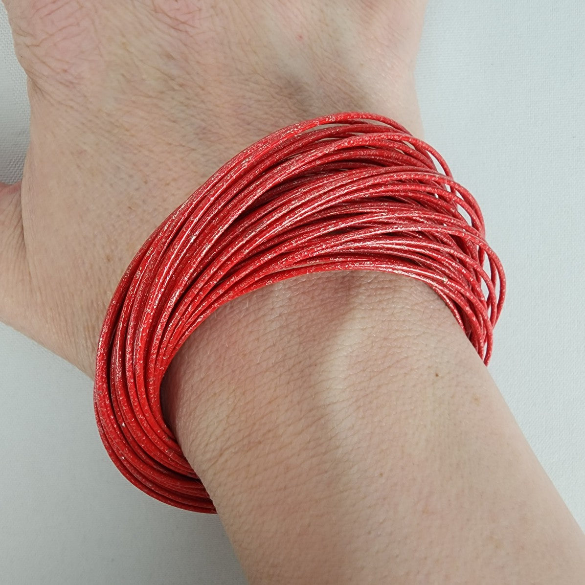 Red Metal Multi Bangle Stacking Bracelets