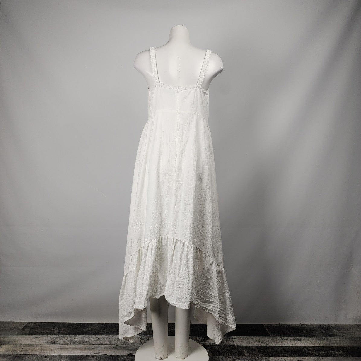 Shein White Ruffle High Low Maxi Dress Size M/L