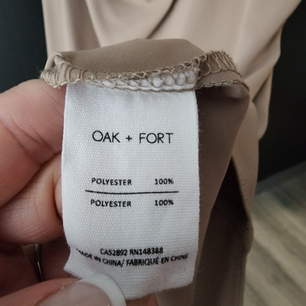 Oak + Fort Nude Cowl Neck Knee Length Dress Size L