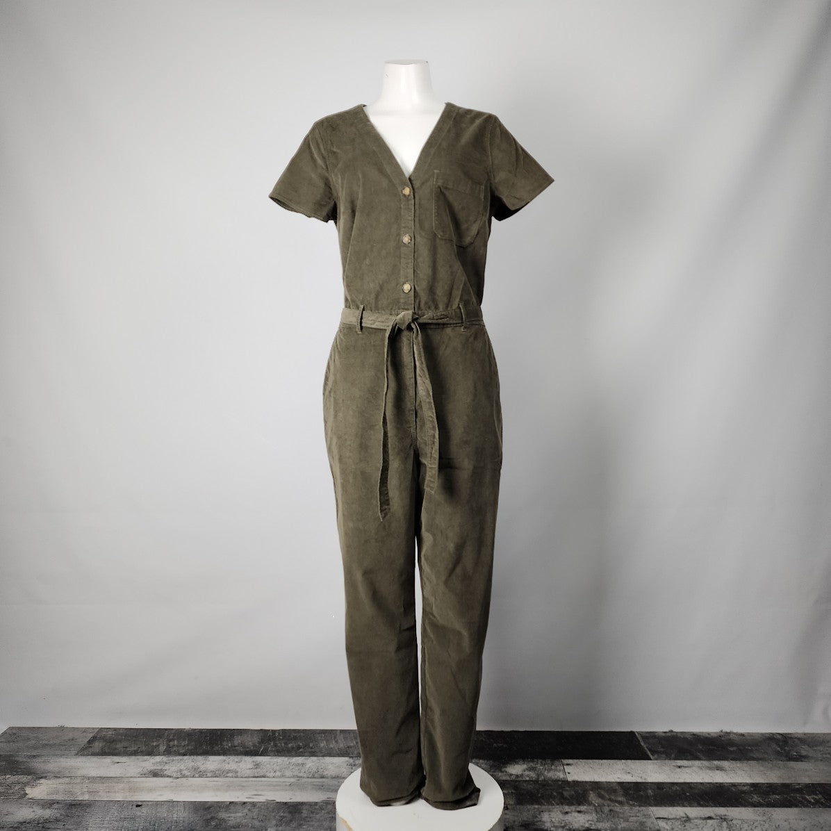 Abercrombie & Fitch Green Corduroy Jumpsuit Size L Tall
