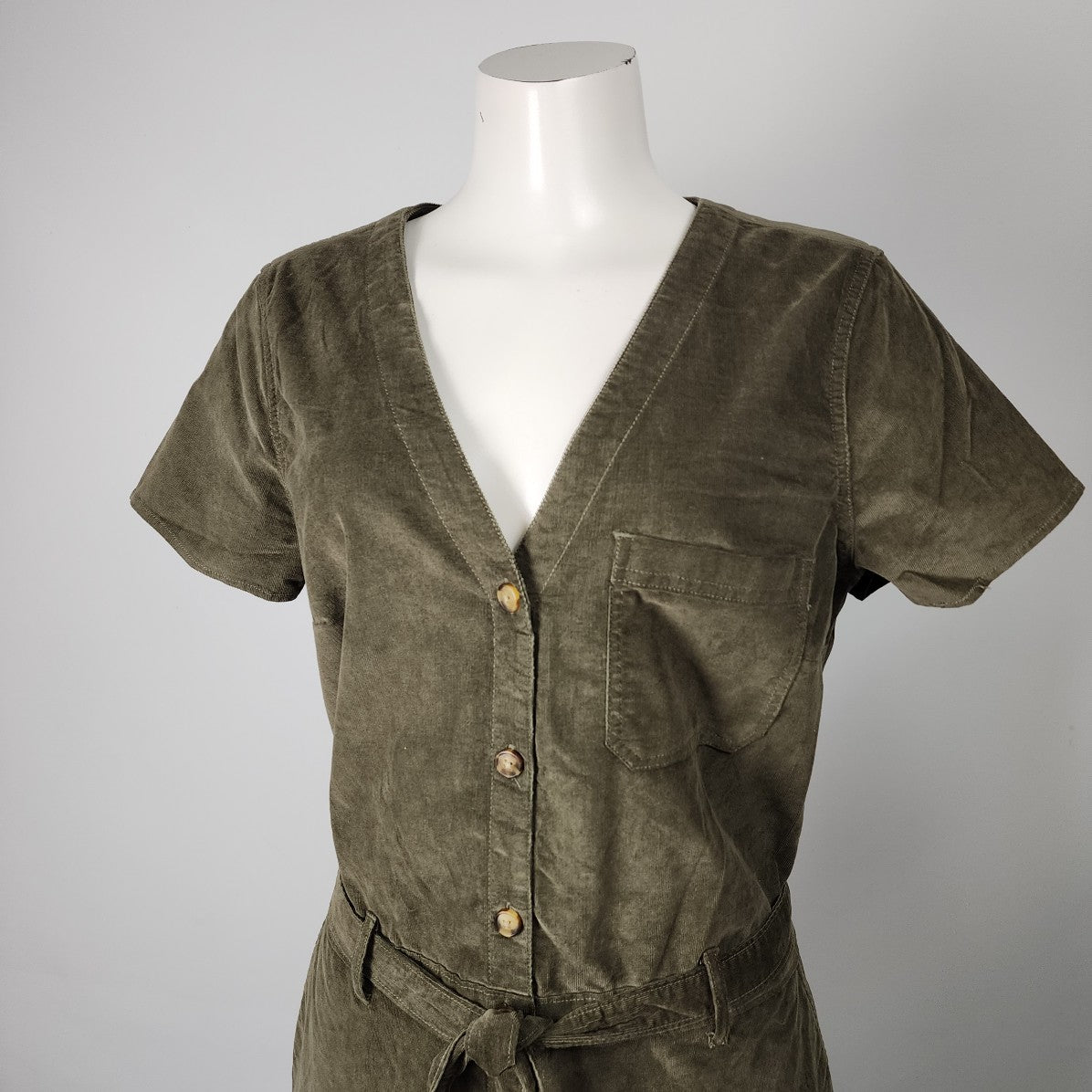 Abercrombie & Fitch Green Corduroy Jumpsuit Size L Tall