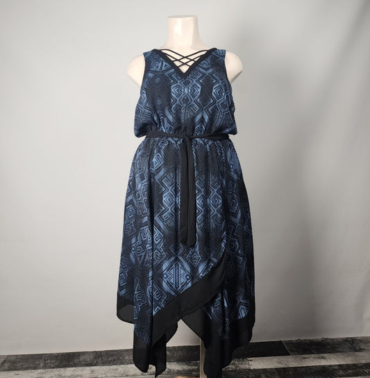 Peningtons Blue Sleeveless Asymmetrical Dress Size 1XL