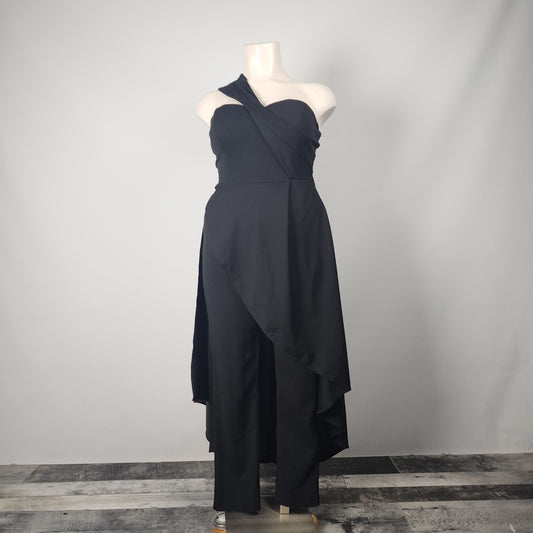 Venus Black Sleeveless Skirted Jumpsuit Size 16