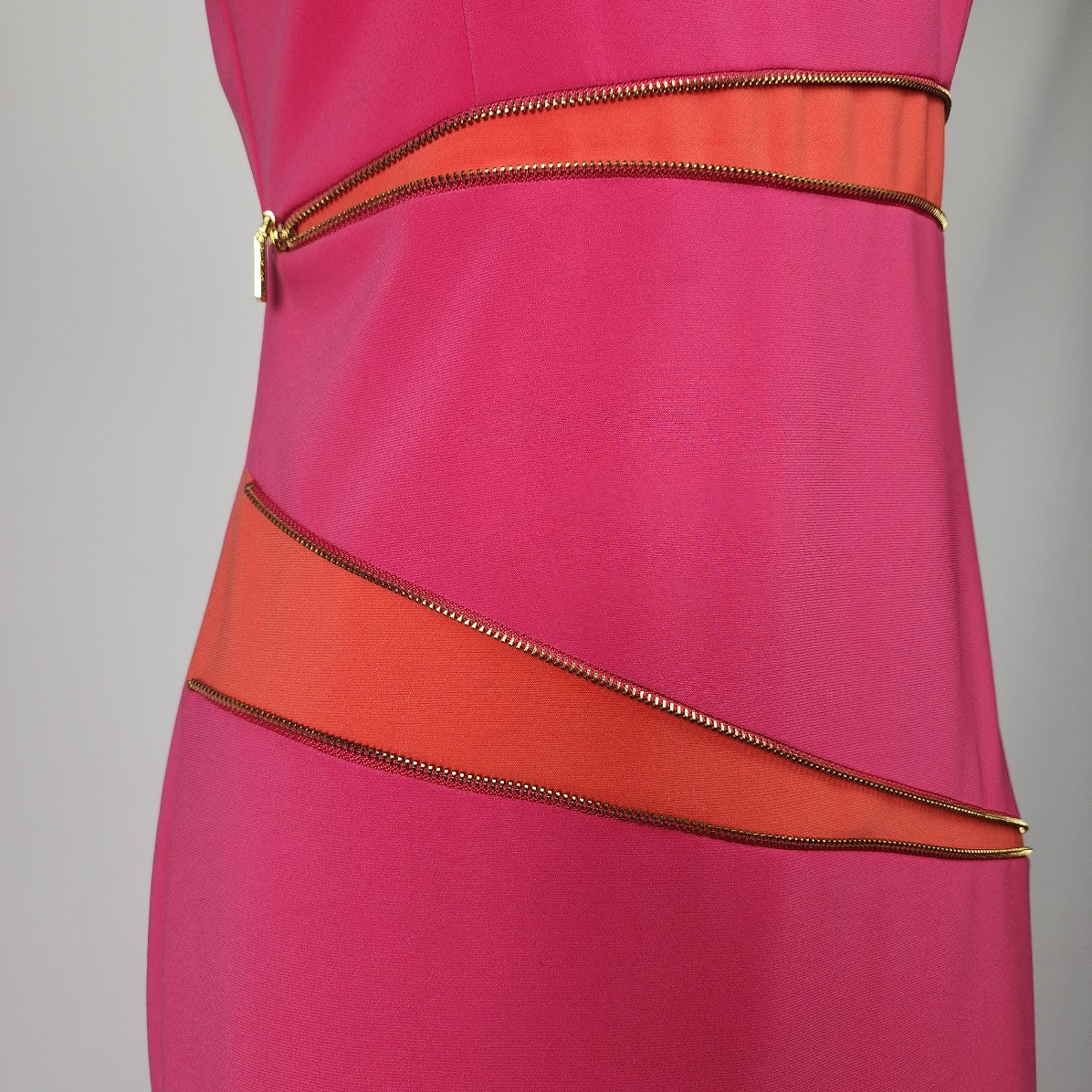 Joseph Ribkoff Pink & Orange Zipper Detail Sheath Dress Size 10