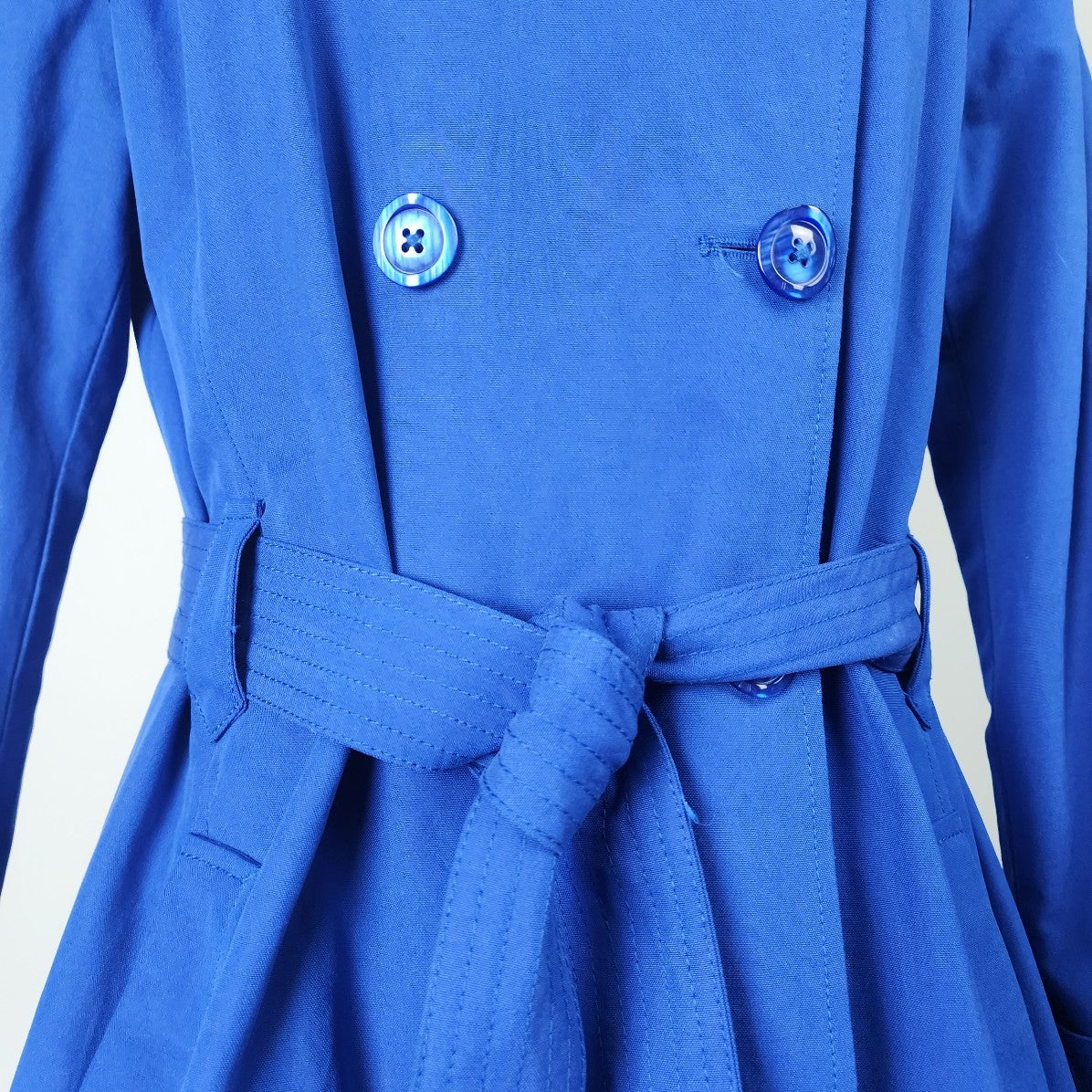 Relativity Blue Button Up Shorty Trench Coat Size L