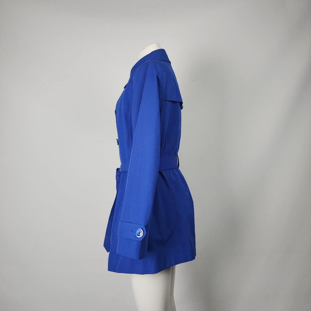 Relativity Blue Button Up Shorty Trench Coat Size L