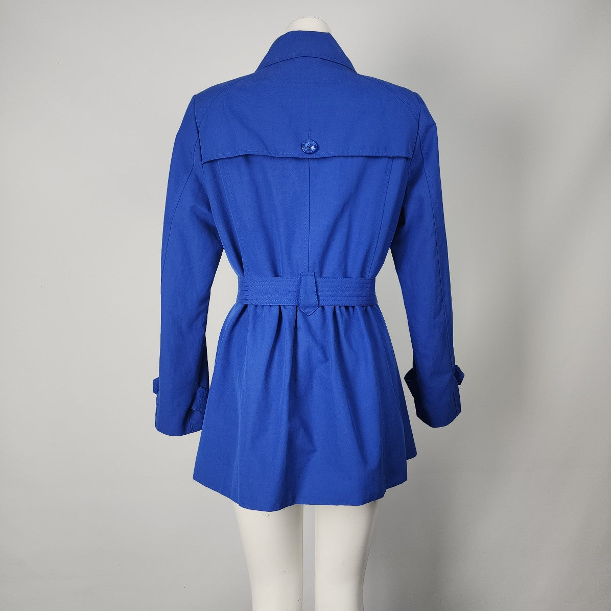 Relativity Blue Button Up Shorty Trench Coat Size L