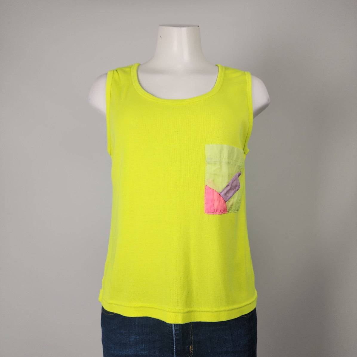 Vintage 90s Serenity Neon Green Sleeveless Top Size M