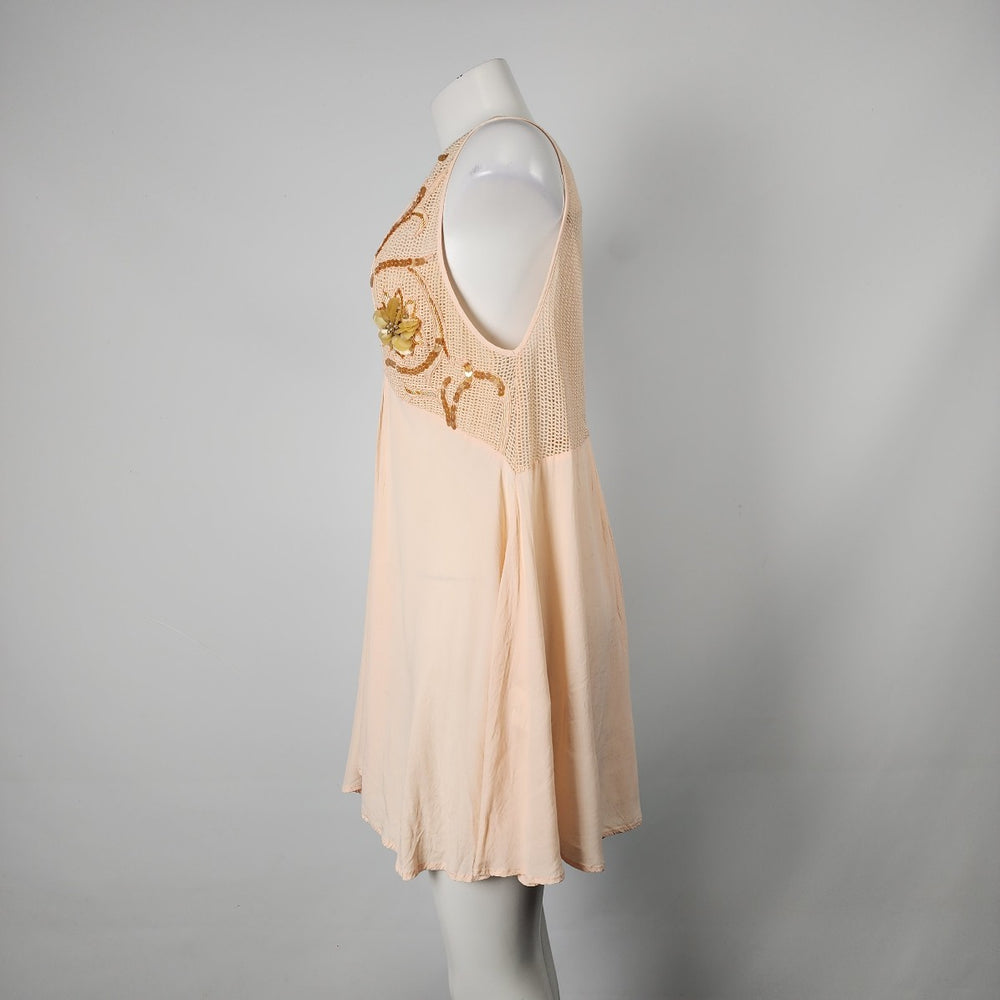 Alice McCall Peach Floral Mesh Tunic Top Mini Dress Size 4