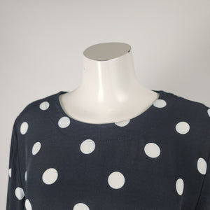 Vintage Black Polka Top Short Sleeve Top Size L