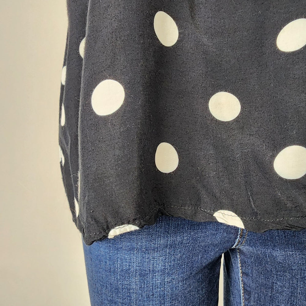 Vintage Black Polka Top Short Sleeve Top Size L