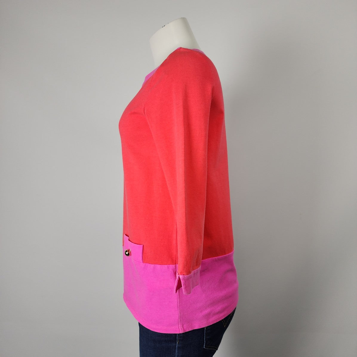 Kate Spade Pink & Red Cotton 3/4 Sleeve Top Size M