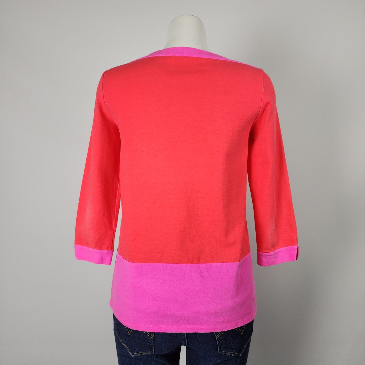 Kate Spade Pink & Red Cotton 3/4 Sleeve Top Size M