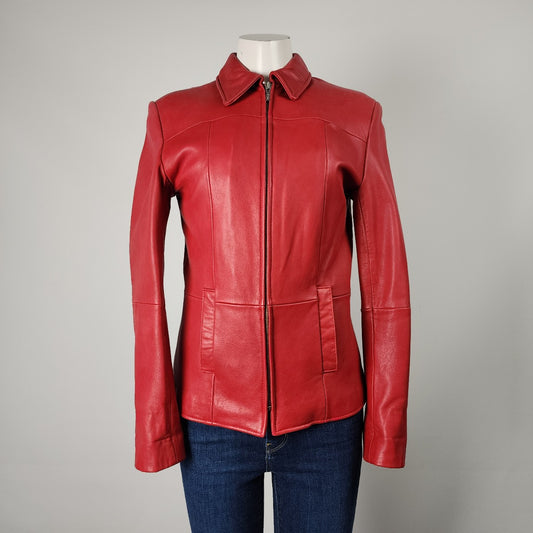 Boutique of Leathers Red Zip Up Leather Jacket Size 6