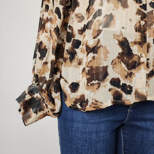 In Wear Brown Button Up Blouse Size 8