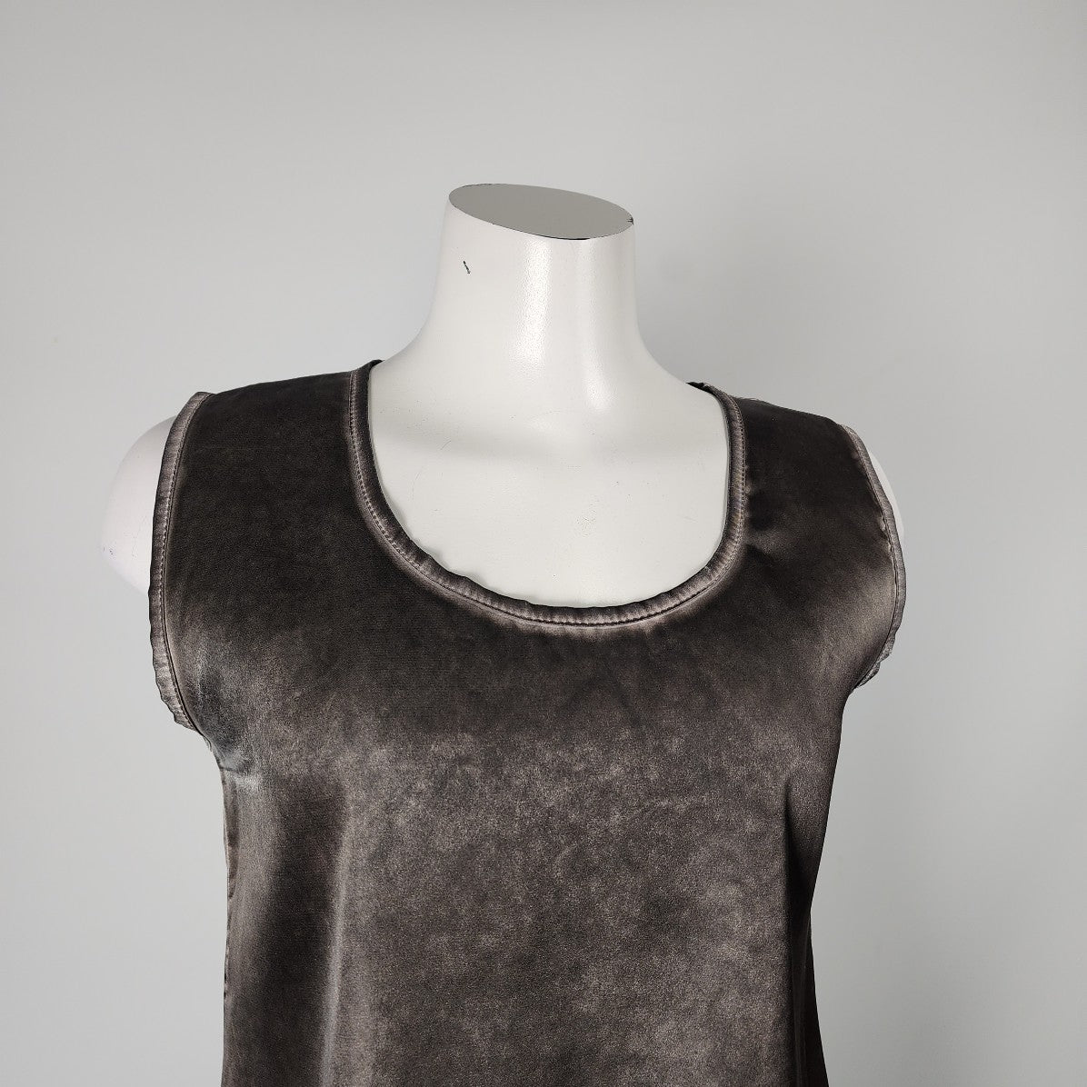 Poools Grey Satin Lace Bottom Sleeveless Tunic Top Size L