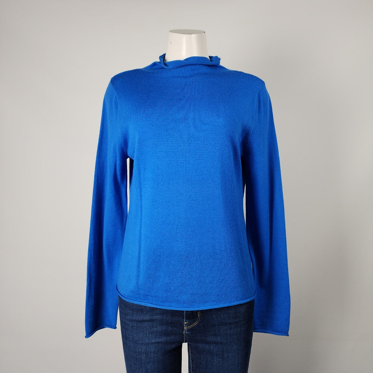 Nicole Miller Merino Wool Blue Knit Sweater Size L