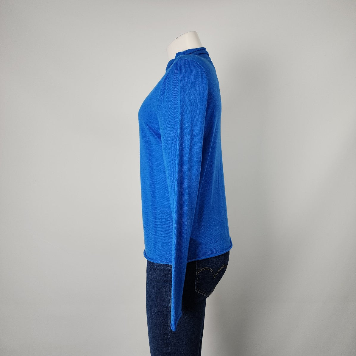 Nicole Miller Merino Wool Blue Knit Sweater Size L