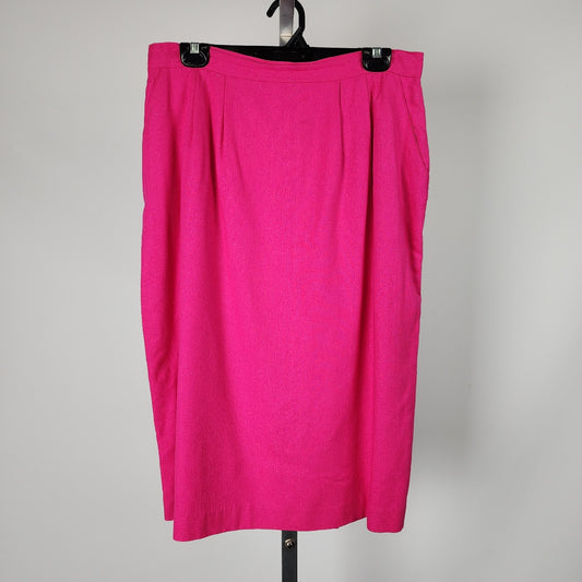 Vintage Leigh Morgan Pink Silk Midi Pencil Skirt Size 14