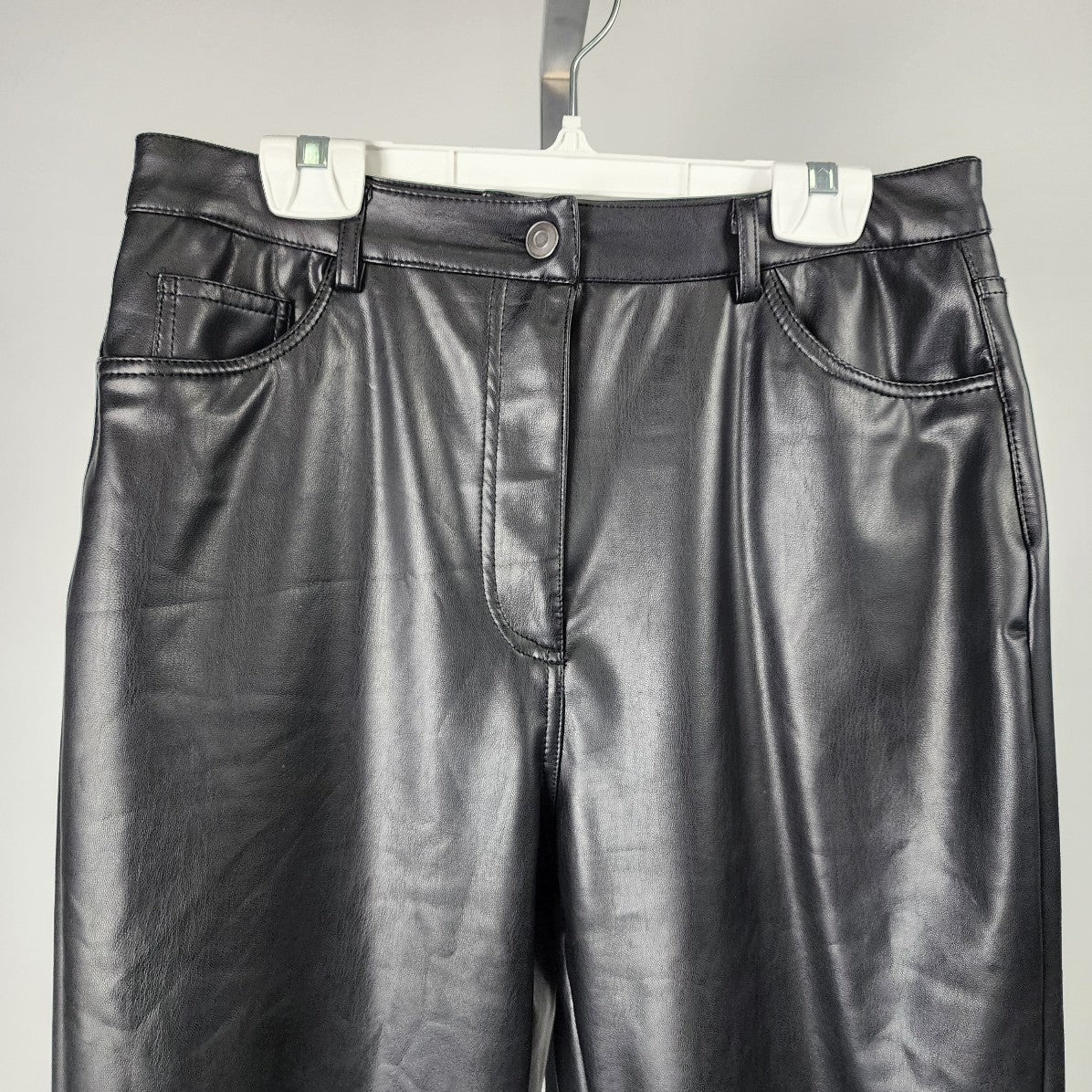 NOA Black Vegan Leather Straight Leg Pants Size M