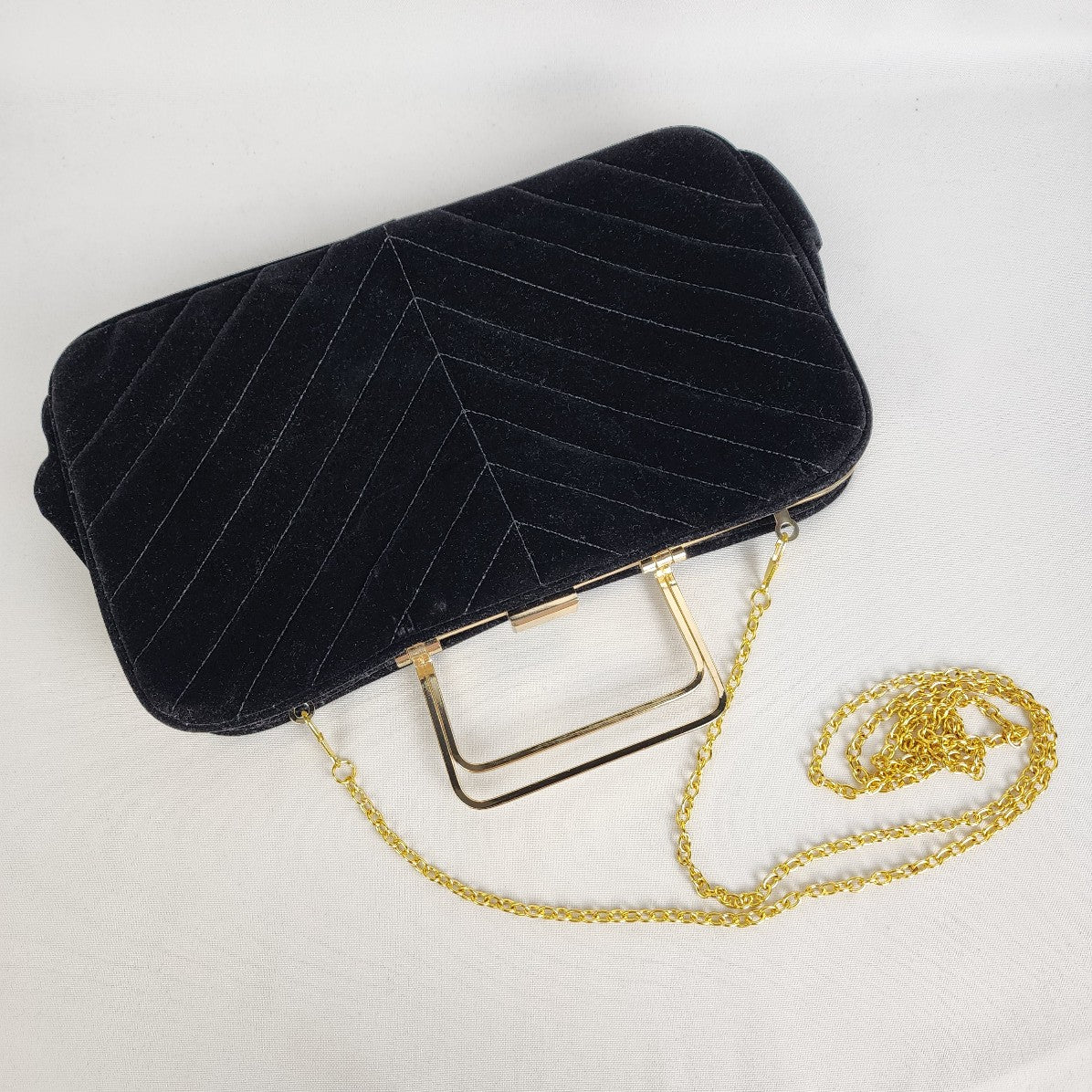 Black Velvet Gold Clutch Purse