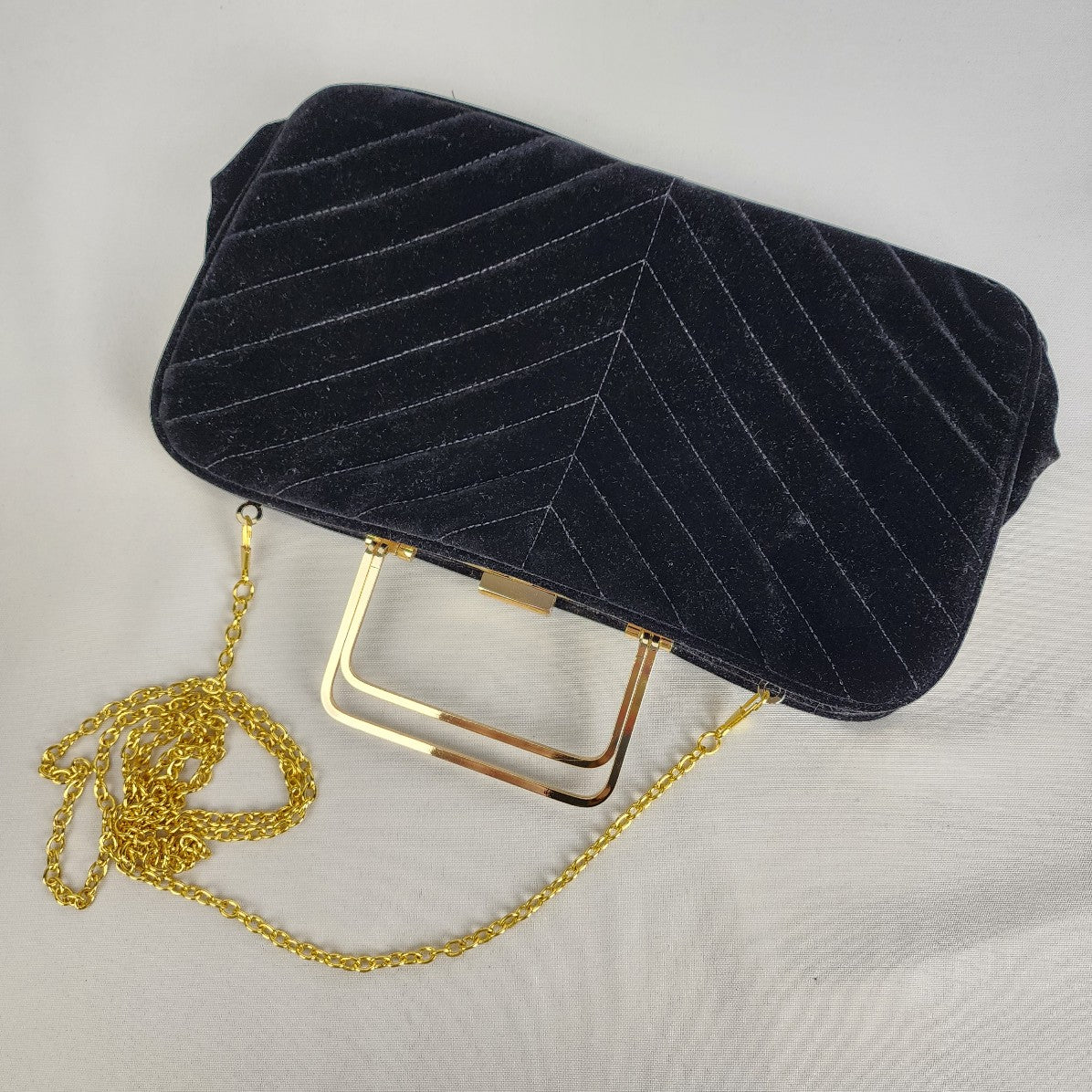 Black Velvet Gold Clutch Purse