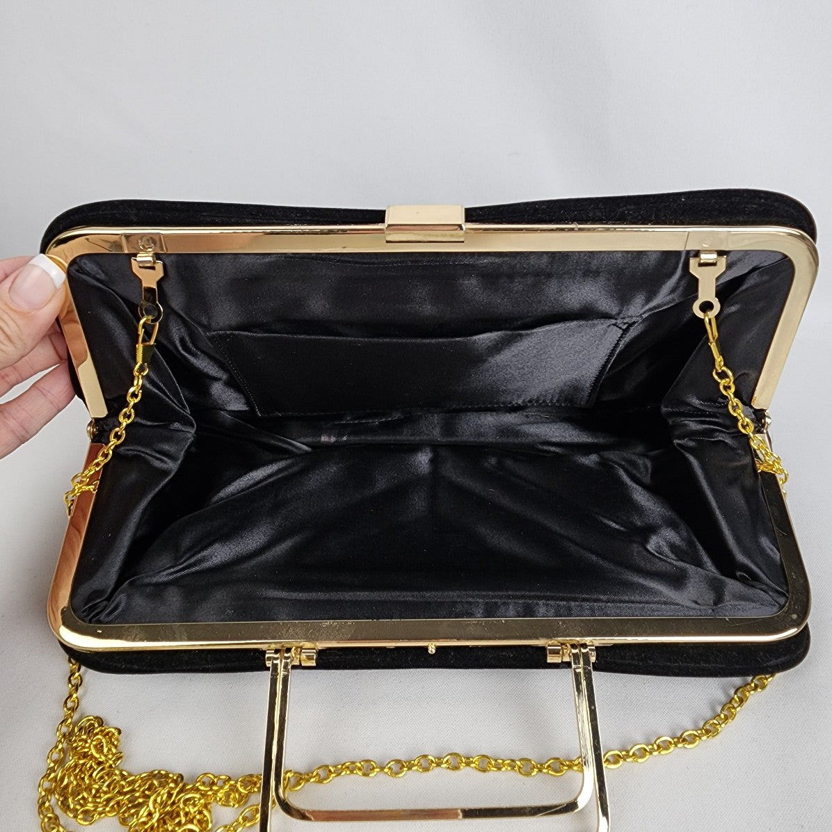 Black Velvet Gold Clutch Purse