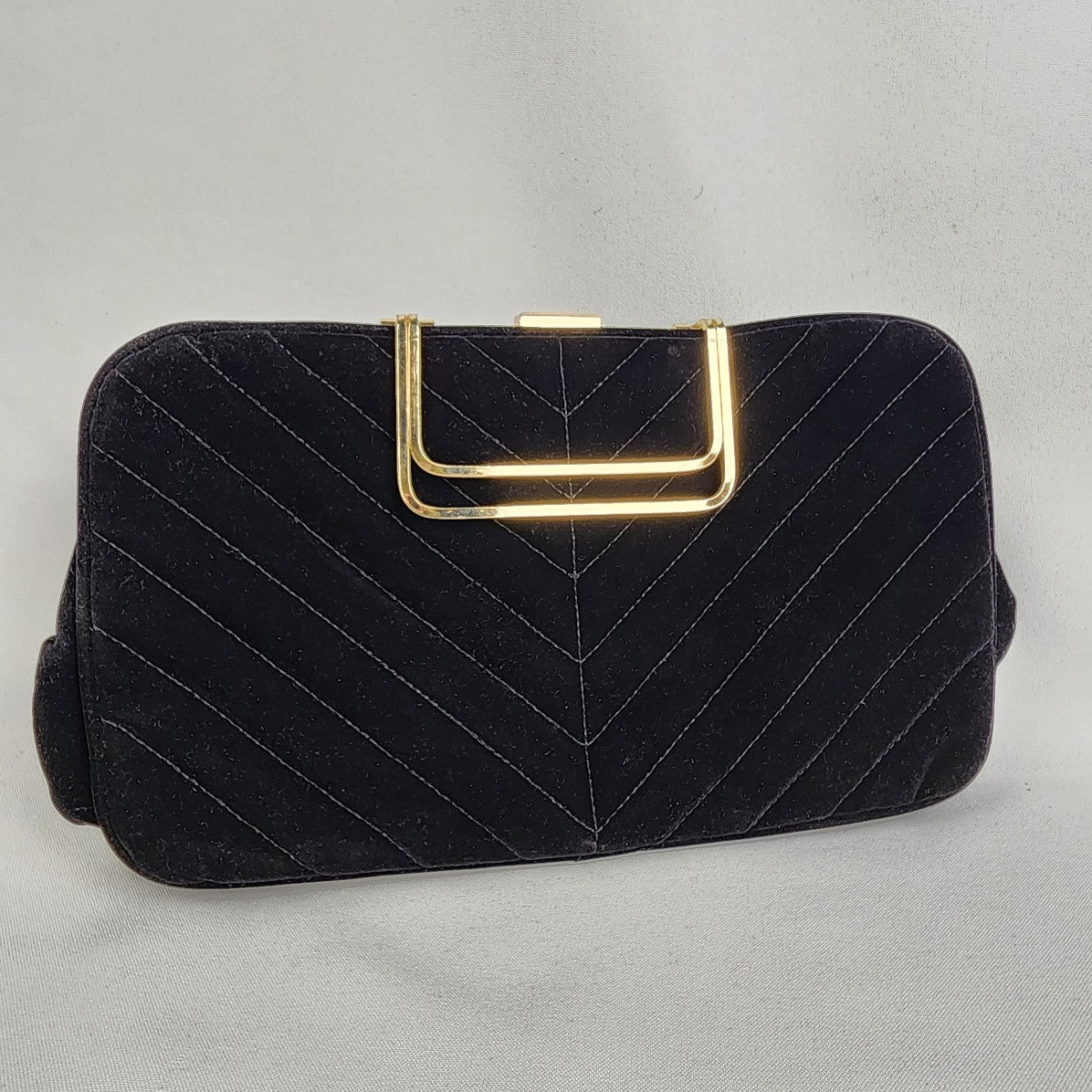 Black Velvet Gold Clutch Purse