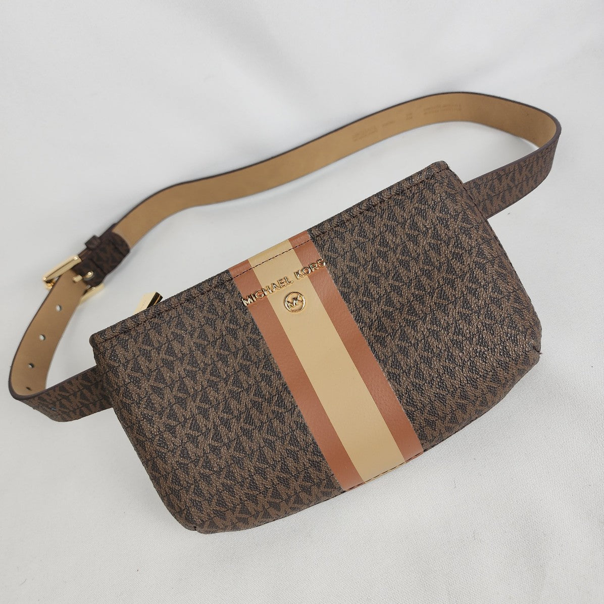 Michael Kors MK logo Monogram Brown Belt Bag