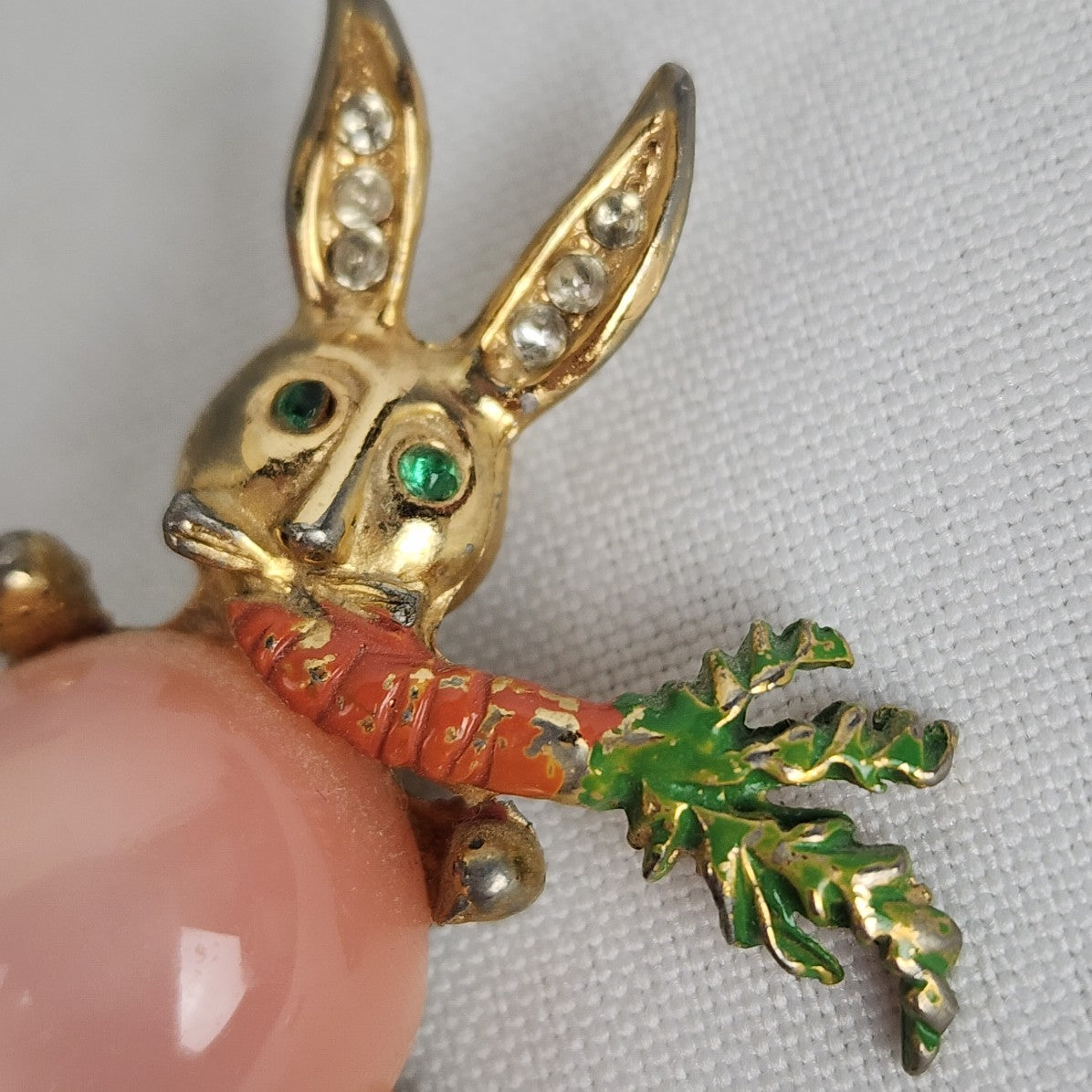 Vintage Jelly Belly Rabbit With Carrot Brooch