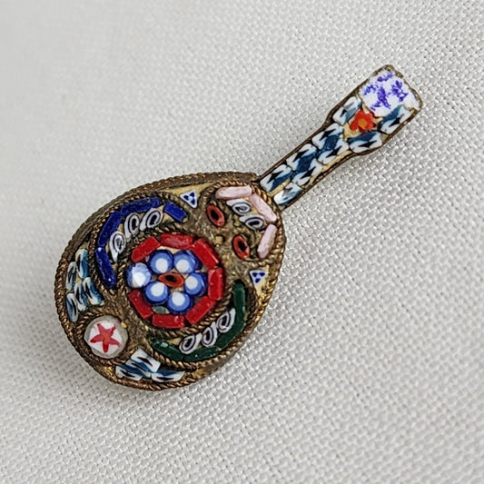 Vintage Micro Mosaic Guitar Brooch