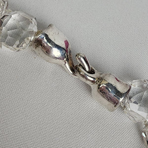 Cut Crystal Hand Knotted Sterling Silver Clasp Necklace